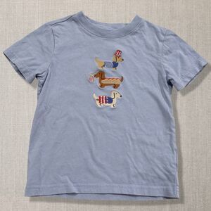Janie and Jack Boys Hot Dog Dachshund Tee Size 4 Blue Patriotic 4th of July